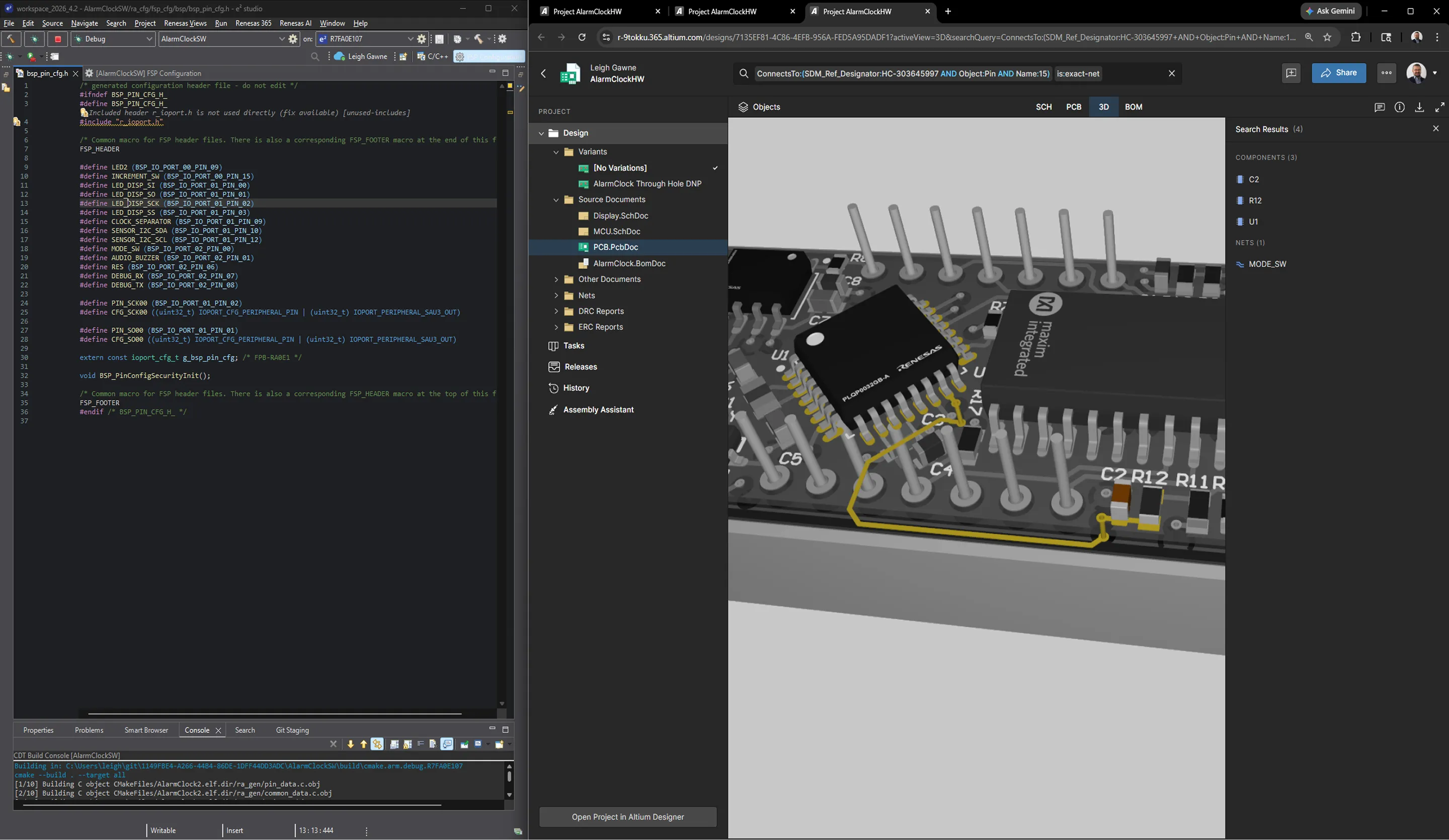 Cross-probing source code view