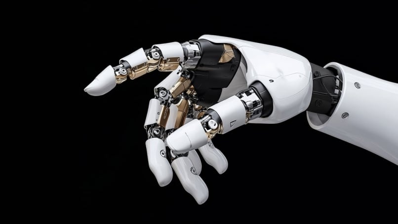 Close‑up of a dexterous robotic hand with articulated joints and integrated actuators, illustrating precision manipulation and advanced motor control for robotics applications.