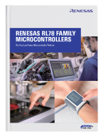 Brochure cover featuring RL78 family microcontrollers.